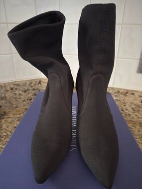 Stuart Weitzman Black Stretch Pointed Sock Boots